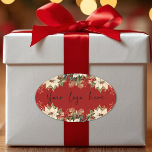 Logotypen Poinsettias jul Ovalt Klistermärke