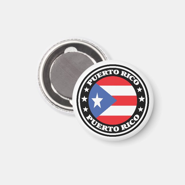 Logotypen Puerto Rico National Flagga Round Magnet (Front/Back)