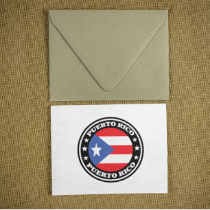 Logotypen Puerto Rico National Flagga Round Vykort
