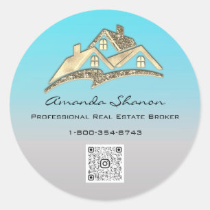 Logotypen QR-kod för Guld House i Real Gods Agent Runt Klistermärke