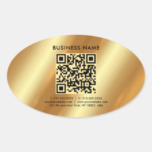 Logotypen QR-kod Guld i Anpassningsbarnas malltext Ovalt Klistermärke
