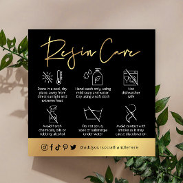 Logotypen Resin Product Care Guide i  Black & Guld Fyrkantigt Visitkort