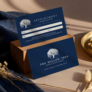 Logotypen Rustic Modern Navy Blue & White Willow T Tidsbeställning Kort
