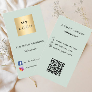 Logotypen Sage grönt Qr code social media Visitkort