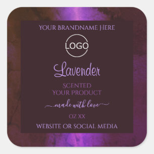 Logotypen Shimmery Lila Marble Elegant Product Lab Fyrkantigt Klistermärke