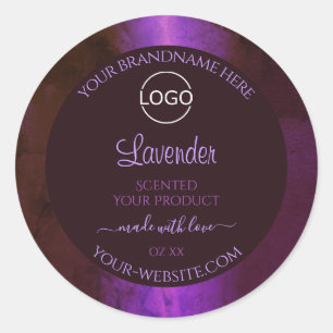 Logotypen Shimmery Lila Marble Elegant Product Lab Runt Klistermärke