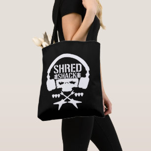 logotypen "Shred Shack Bullet Klubb Parody" Tote B Tygkasse