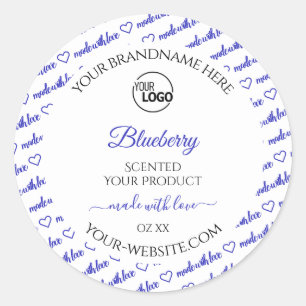 Logotypen snyggt White Blue Ord Cloud Product Labe Runt Klistermärke