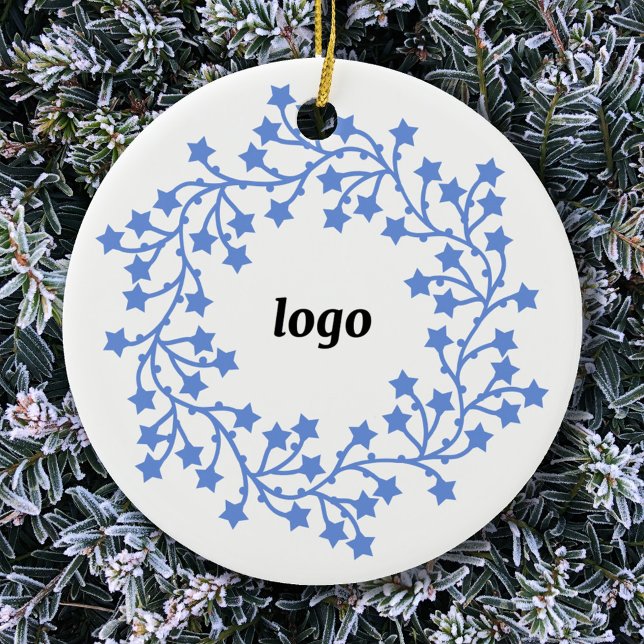 Logotypen Star WAN Business Julgransprydnad Keramik (Logo wreath business promotional ceramic holiday ornament)