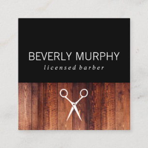 Logotypen Stylist Rustic Wood Shears Fyrkantigt Visitkort