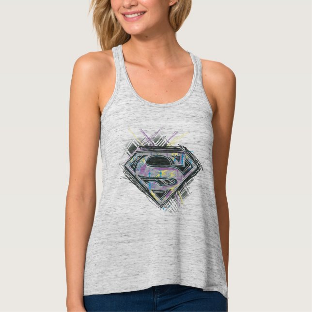 Logotypen Supergirl Scribbles Linne Med Racerback (Framsida)