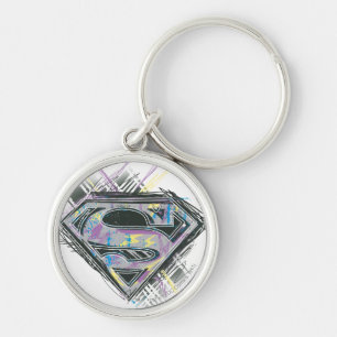 Logotypen Supergirl Scribbles Rund Silverfärgad Nyckelring