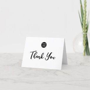 Logotypen tack Script Black and White Business Kort