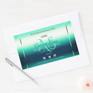 Logotypen Teal Shimmery Product Label Diamonds Mon Rektangulärt Klistermärke