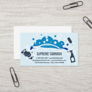 Logotypen Tvätta bubblor i bil Städning Verktyg Visitkort