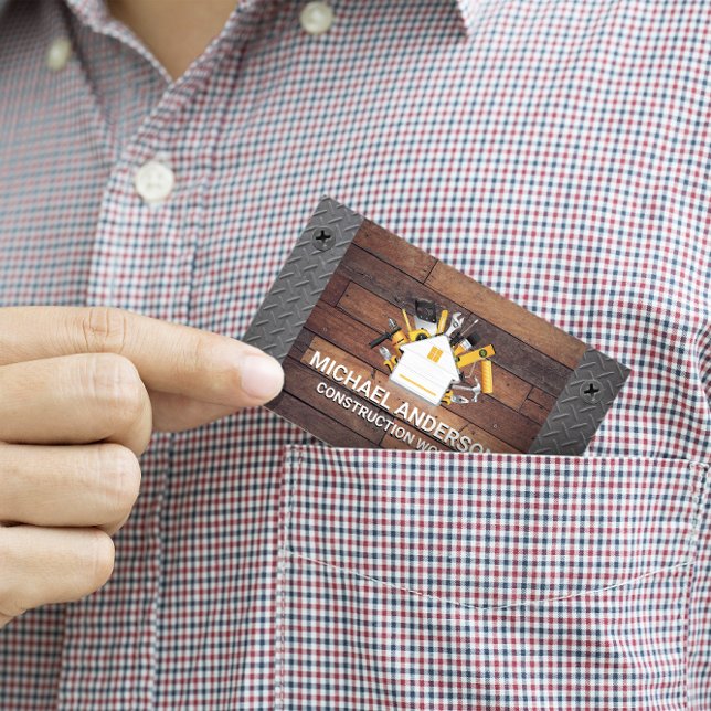 Logotypen Verktyg Carpentry | Trä och Metall Visitkort (Skapare uppladdad)