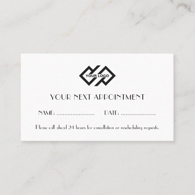 Logotypens avtalade Professionell Tidsbeställning Kort (Framsida)