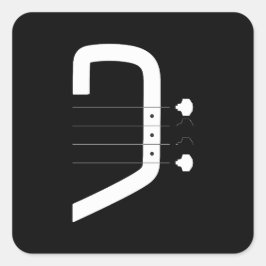 logotypens bashylsa och gitarr fyrkantigt klistermärke