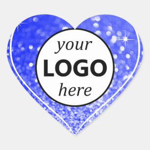 Logotypens bildmall Blå Glitter-Gnistra - stjärnor Hjärtformat Klistermärke