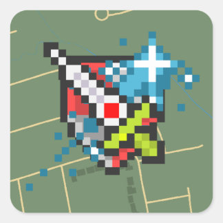 Logotypens fästmärke fyrkantigt klistermärke