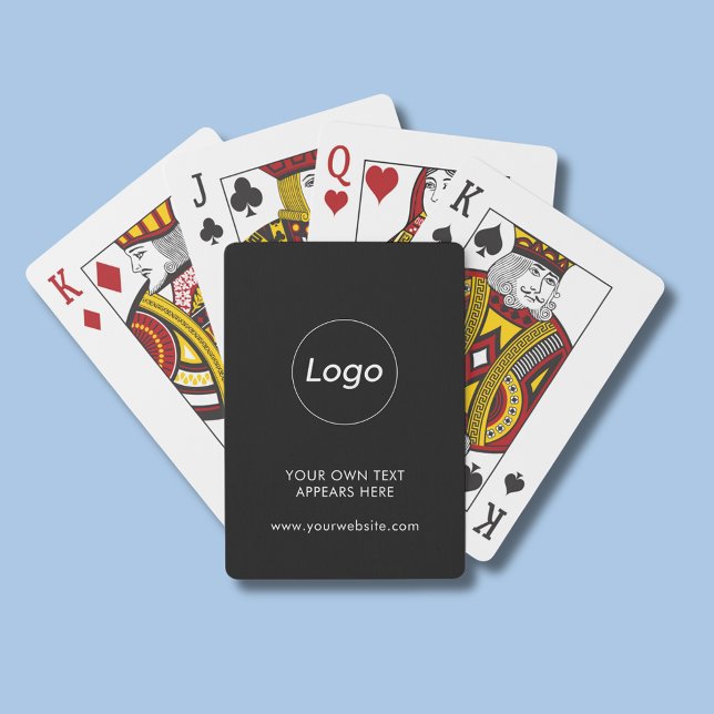Logotypens professionell - svart affärssvart casinokort (Personalised business logo company professional playing cards.)