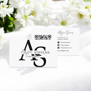 Logotypens skript initialer hårmakeup qr-kod visitkort