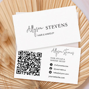 Logotypens skript Svartvit hårmakeup qr-kod Visitkort