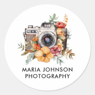 Logotyper för fotografikamera runt klistermärke