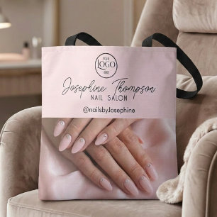 Logotypfoto för nagelsalong i rosa nyans för varum tygkasse