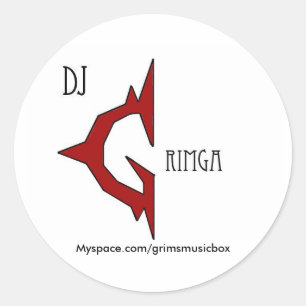 Logotypklistermärkear för Dj Grimga Runt Klistermärke
