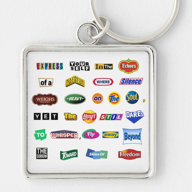 Logotypkonsten Fyrkantig Silverfärgad Nyckelring (Framsidan)