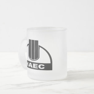 Logotypmugg för ChNPP/ЧАЭС (Chernobyl kärn- Frostad Glasmugg