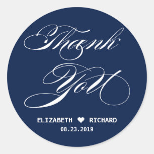 Logotypsfavoriter för marint blått Elegant Tack Runt Klistermärke