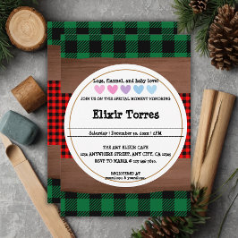 Logs flanals Rustic Play Hearts Baby Shower Inbjudningar