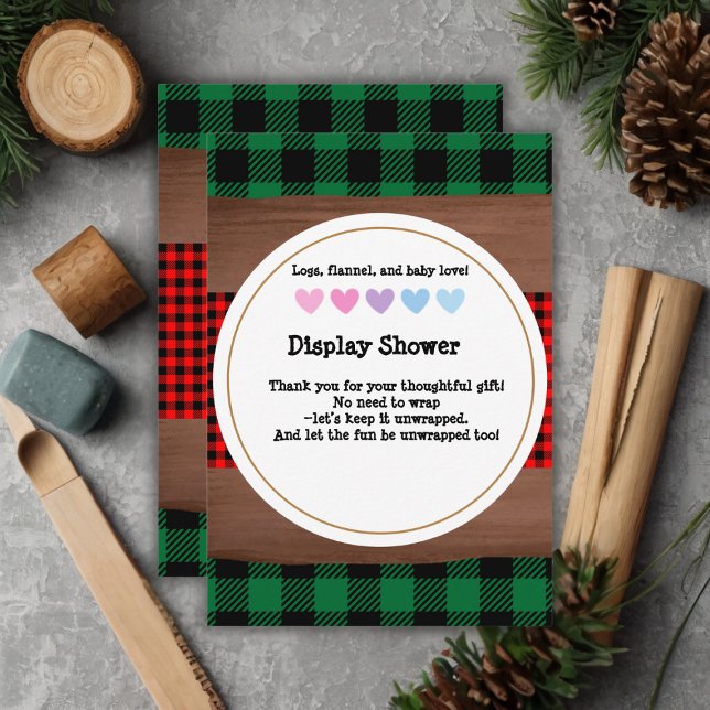 Logs Flanals Rustic Play Hearts Baby Shower Tilläggskort (Skapare uppladdad)