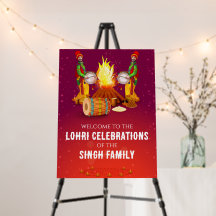 Lohri-partytecken som välkomst Lohri-skyltar