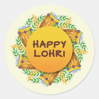 Lohri Round Sticker/ Favor-tagg Runt Klistermärke