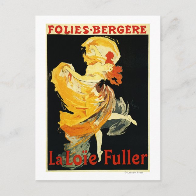 Loie Fuller vid Folies-Bergere Theater Vykort (Framsida)