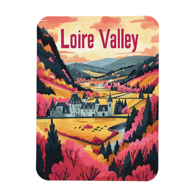 Loire Valley Frankrike vintage art Magnet (Vertikal)