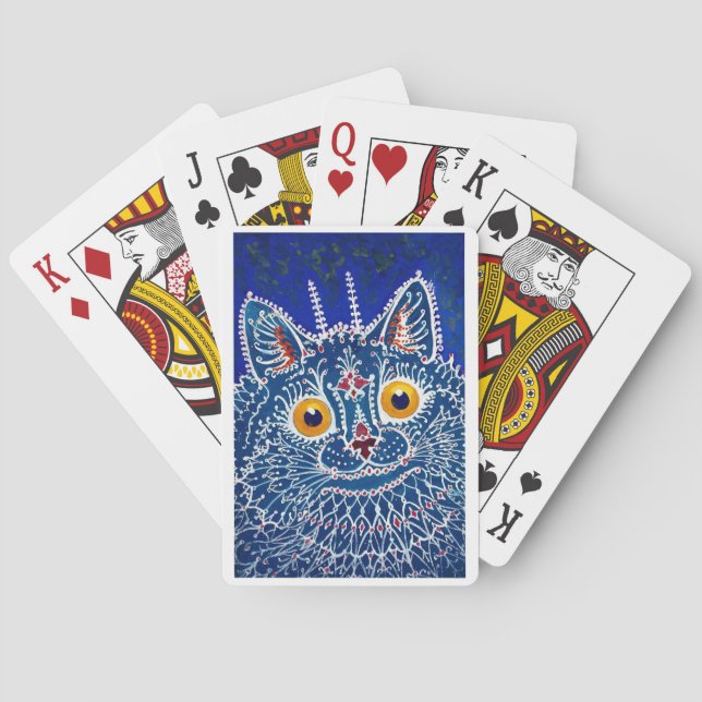 Lois Wain Blue Fractal Cat Casinokort (Baksidan)