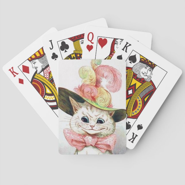 Lois Wain Sassy White Cat i Finare Hat Casinokort (Baksidan)