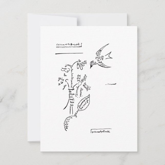 L'oiseau et le bouquet, Apollinaire Anteckningskort (Framsida)