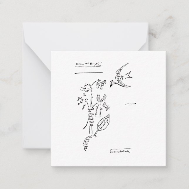 L'oiseau et le bouquet, Apollinaire Anteckningskort (Framsida)