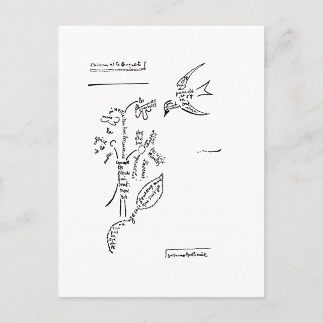 L'oiseau et le bouquet, Apollinaire Vykort (Framsida)