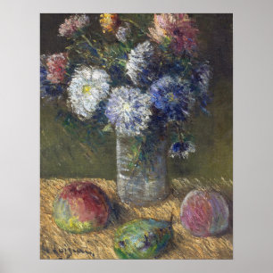 Loiseau - Stilleben, bukett med blommor och frukt Poster