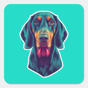 Lojal Glöd – Vibrerande Bluetick Coonhound Popkons Fyrkantigt Klistermärke