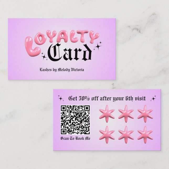 Lojalitet Business Card i bubblig lila Visitkort (Fram/baksida)