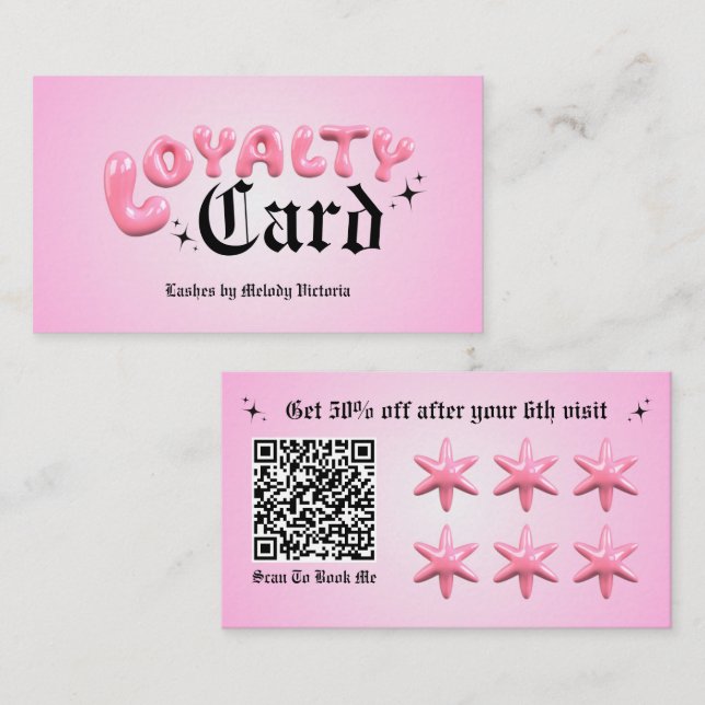 Lojalitet Businesskort i rosa bubbelstil Visitkort (Fram/baksida)