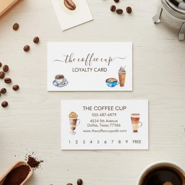 Lojalitet för kaffebutiken Cafe Restaurant Waterco Visitkort (Skapare uppladdad)
