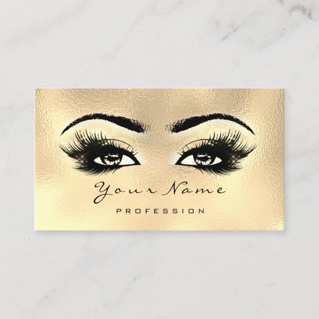 Lojalitetskort 10 Makeup Lash Extension Glass Guld (Framsida)